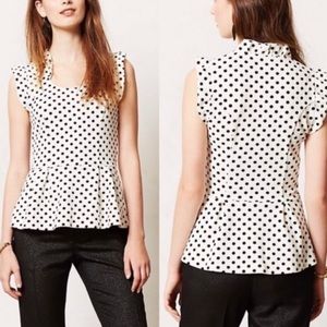 Anthropologie Postmark Black and White Peplum Top